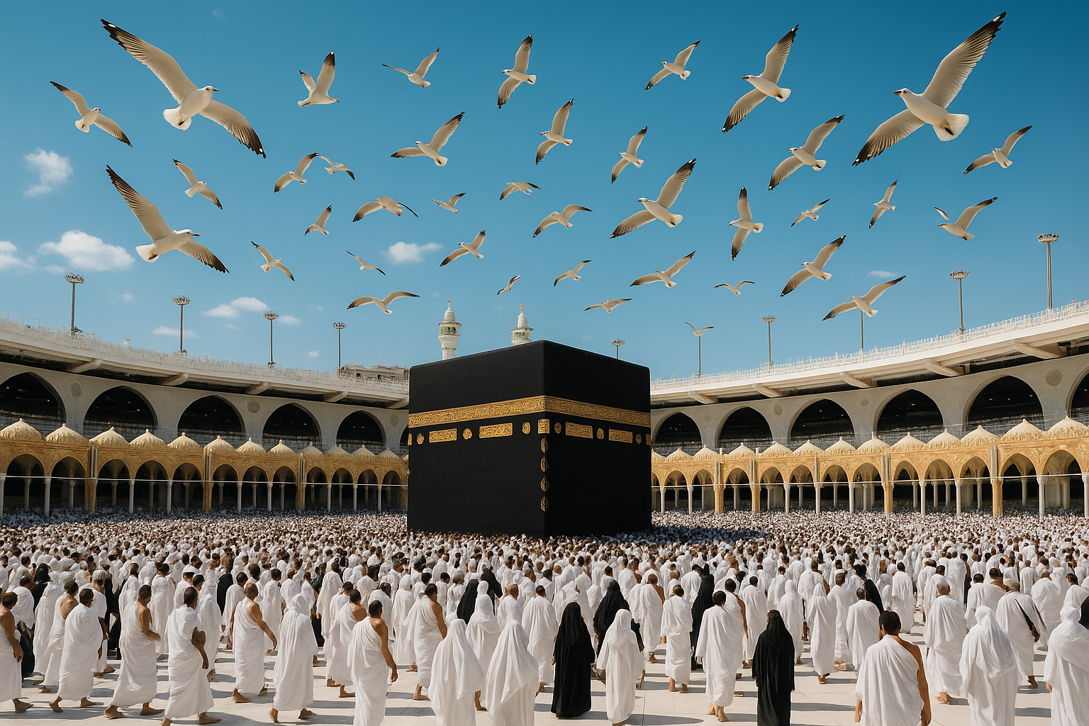تصویری از زائران در حال طواف و حج تمتع